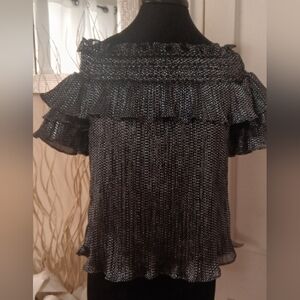 Silver & Black box print top